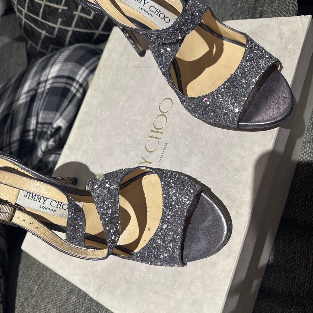 Jimmy Choo Glitter Heels - Silver and Black